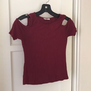 Maroon Full Tilt cold shoulder top